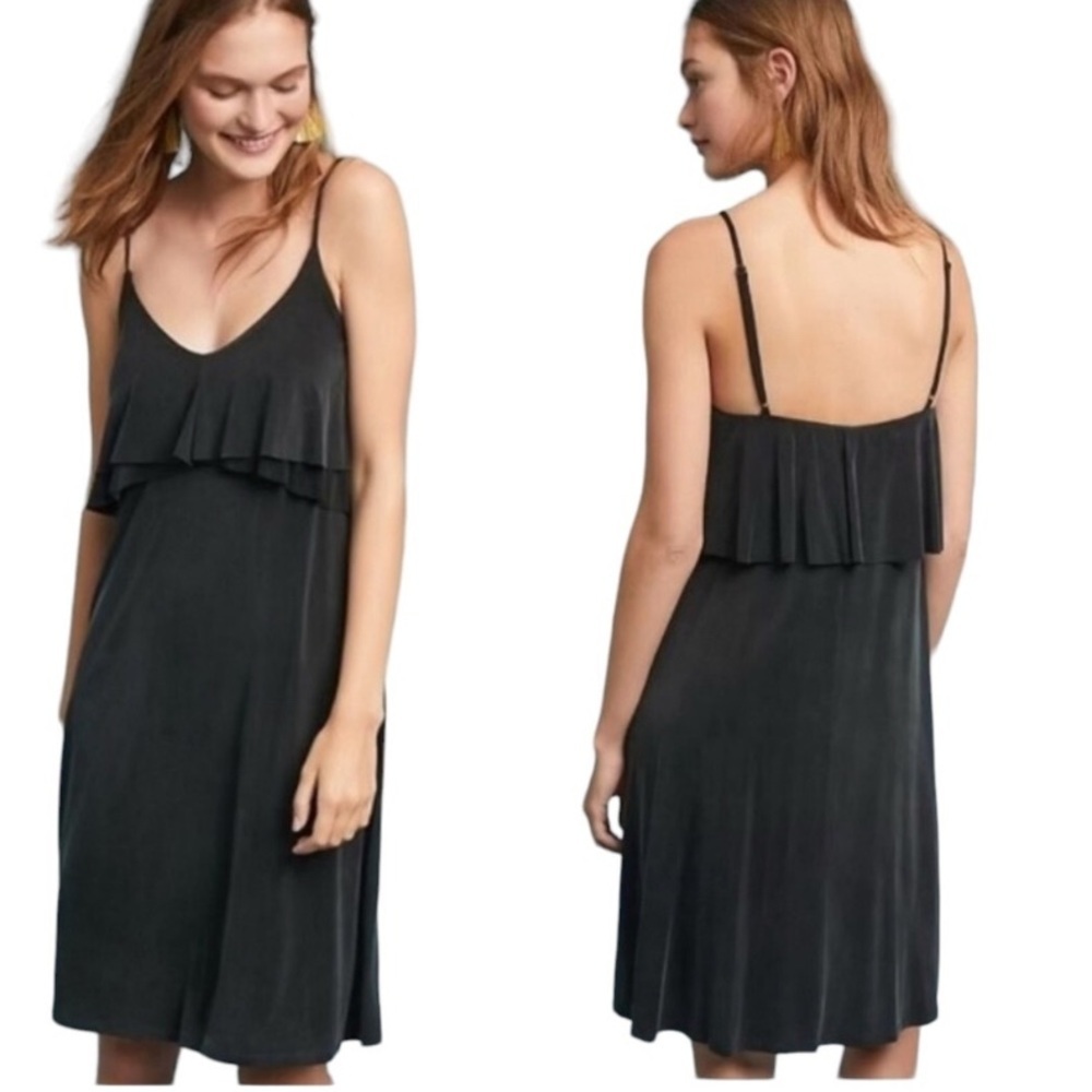 Anthropologie Eri + Ali Aria black slip dress